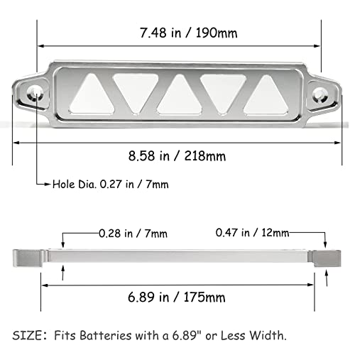Young Dance Battery Hold Down Bracket, Aluminum Alloy Battery Tie Down Bracket, Battery Tray for Car Battery Mount Bracket Hold Lock Accessories, Car Battery Lock Down - with 10 inches J bolts (Silver) - Image 2