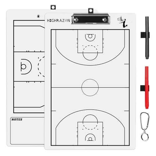 HIGHRAZON Basketball Coaches Clipboard,White Double-Sided Dry Erase Coach Clipboard, Basketball Whiteboard for Coaches, White Board with Marker for Coaches Gift - Image 1