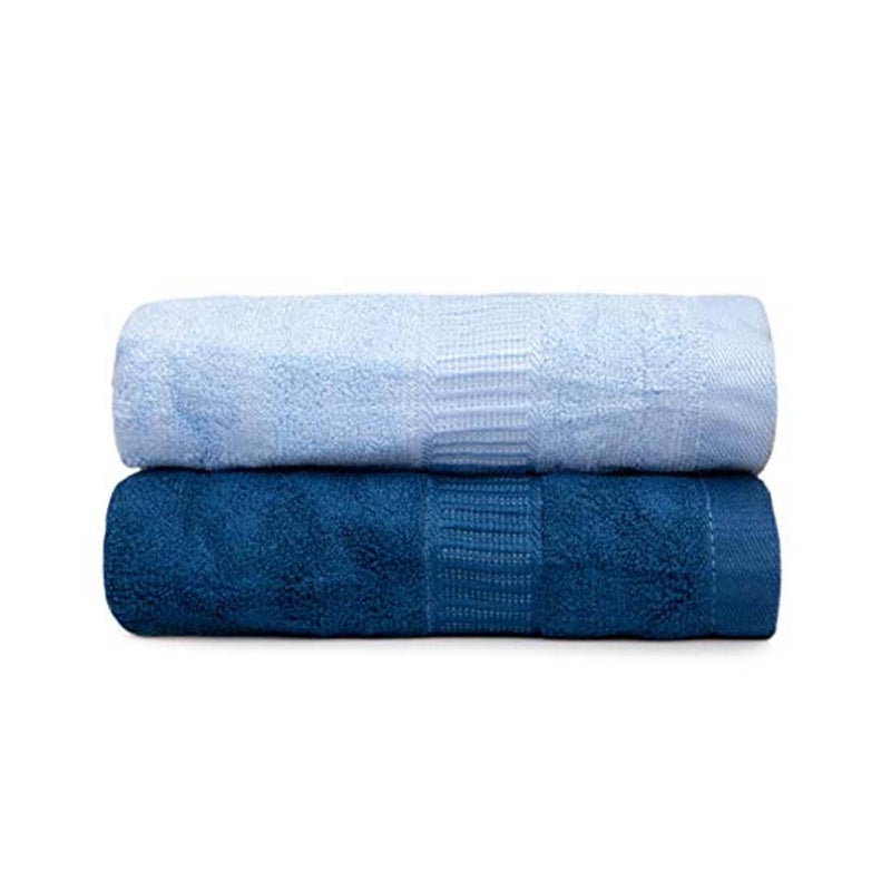 Mush Bamboo Hand Towels Set of 2 | 100% Bamboo Gym Towel for Men/Women Workout | Ultra Soft, Absorbent & Quick Dry Towel for Gym, Travel, Sports and Yoga | 40 x 60 cms | 600 GSM (Navy & Sky Blue) - Image 1