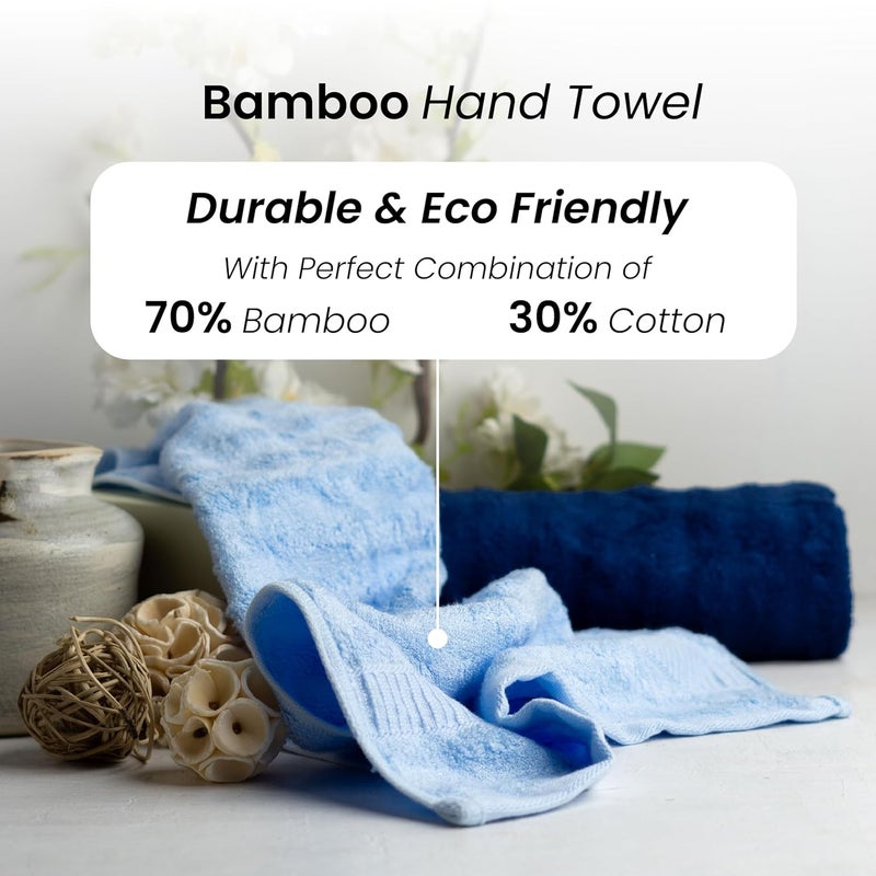 Mush Bamboo Hand Towels Set of 2 | 100% Bamboo Gym Towel for Men/Women Workout | Ultra Soft, Absorbent & Quick Dry Towel for Gym, Travel, Sports and Yoga | 40 x 60 cms | 600 GSM (Navy & Sky Blue) - Image 5