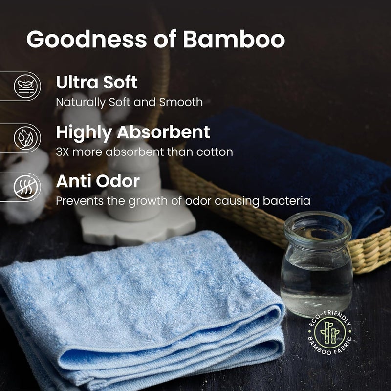 Mush Bamboo Hand Towels Set of 2 | 100% Bamboo Gym Towel for Men/Women Workout | Ultra Soft, Absorbent & Quick Dry Towel for Gym, Travel, Sports and Yoga | 40 x 60 cms | 600 GSM (Navy & Sky Blue) - Image 3