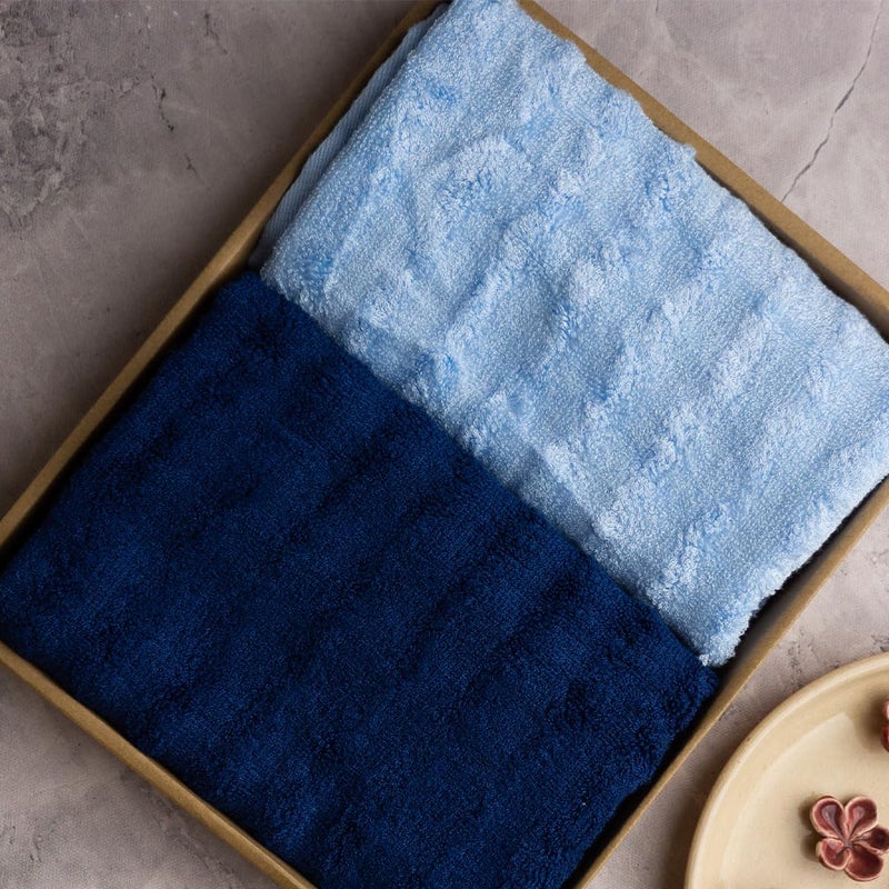 Mush Bamboo Hand Towels Set of 2 | 100% Bamboo Gym Towel for Men/Women Workout | Ultra Soft, Absorbent & Quick Dry Towel for Gym, Travel, Sports and Yoga | 40 x 60 cms | 600 GSM (Navy & Sky Blue) - Image 4