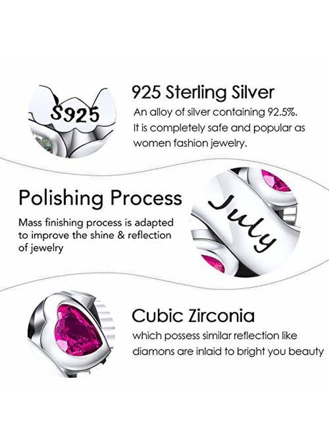 NINGAN Birthstone Charms 925 Sterling Silver Love Heart Openwork Bead for Charm Bracelets and Necklaces with 5A Cubic Zirconia, Birthday Mothers Day Jewelry Gifts Women, ONESIZE, Silver Cubic Zirconia - Image 3