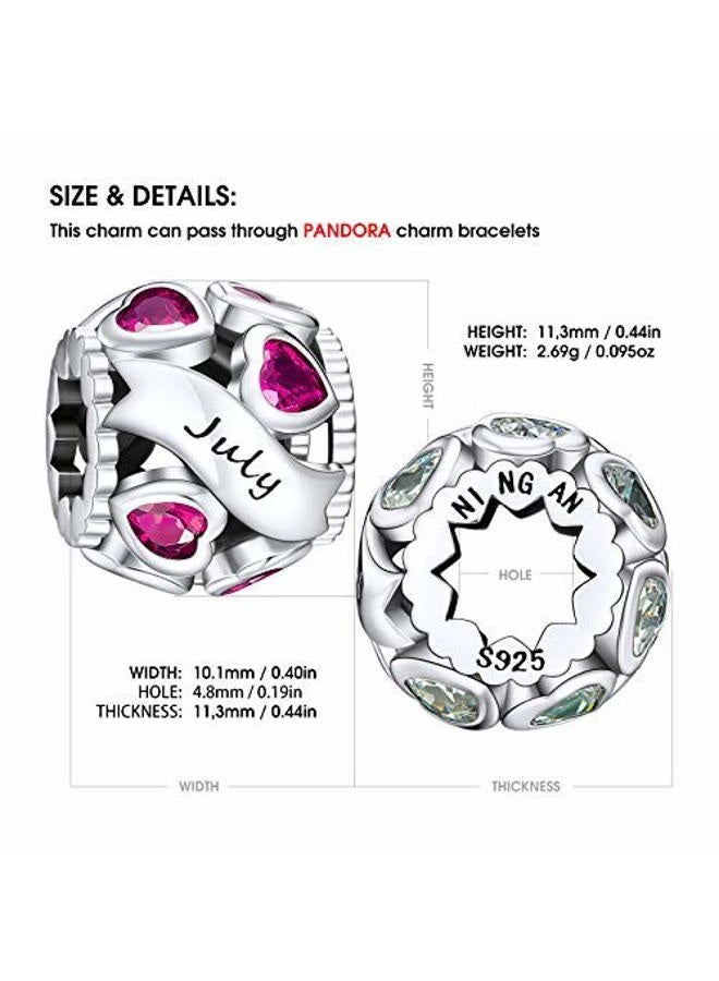 NINGAN Birthstone Charms 925 Sterling Silver Love Heart Openwork Bead for Charm Bracelets and Necklaces with 5A Cubic Zirconia, Birthday Mothers Day Jewelry Gifts Women, ONESIZE, Silver Cubic Zirconia - Image 2