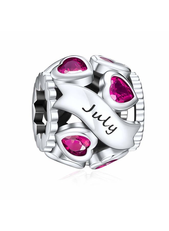 NINGAN Birthstone Charms 925 Sterling Silver Love Heart Openwork Bead for Charm Bracelets and Necklaces with 5A Cubic Zirconia, Birthday Mothers Day Jewelry Gifts Women, ONESIZE, Silver Cubic Zirconia - Image 1
