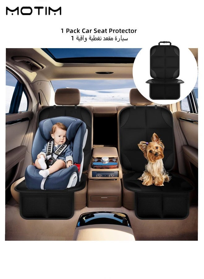 Motim - 1 Pack, Leather Car Seat Protector Cover, Car Seat Cushions, Waterproof Baby Anti-slip Car Pad with Thickest Padding with 2 Storage Pockets, Durable Scratchproof, Car Seat Protector - Image 1