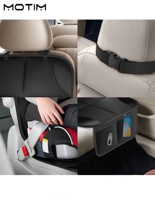 Motim - 1 Pack, Leather Car Seat Protector Cover, Car Seat Cushions, Waterproof Baby Anti-slip Car Pad with Thickest Padding with 2 Storage Pockets, Durable Scratchproof, Car Seat Protector - Image 1