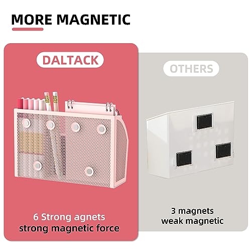 DALTACK Magnetic Pencil Holder Shelf for the Whiteboard 3-Grid Mesh Pen Refrigerator Organizer Locker Accessories Home,School and Office,Pink (3-GridPink) - Image 3