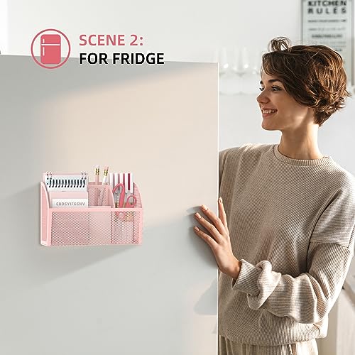 DALTACK Magnetic Pencil Holder Shelf for the Whiteboard 3-Grid Mesh Pen Refrigerator Organizer Locker Accessories Home,School and Office,Pink (3-GridPink) - Image 5