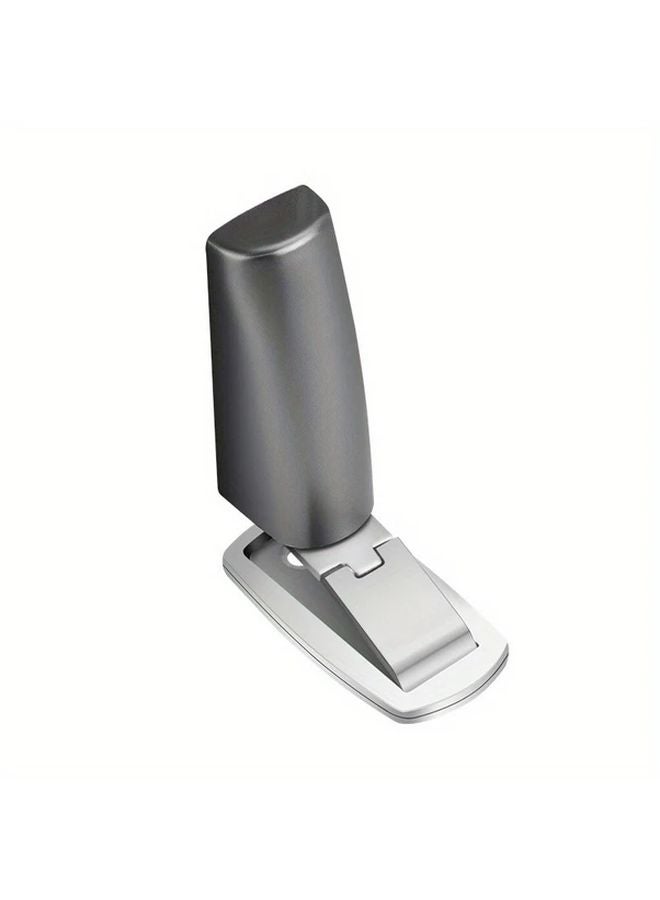 Grey Magnetic Door Stopper No Drill Installation Auto Lock Slim Holder - Image 1