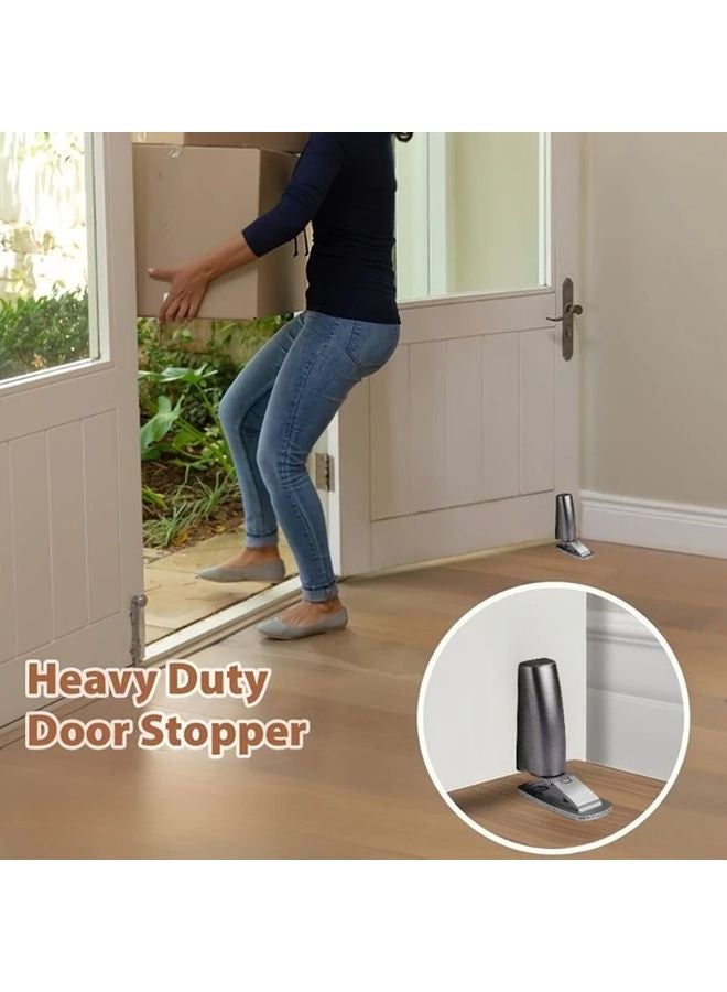 Grey Magnetic Door Stopper No Drill Installation Auto Lock Slim Holder - Image 5
