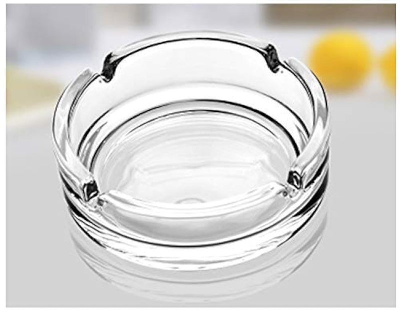 SkyKey Imported Glass Crystal Clear Round Ashtray Set (Transparent) - Image 4