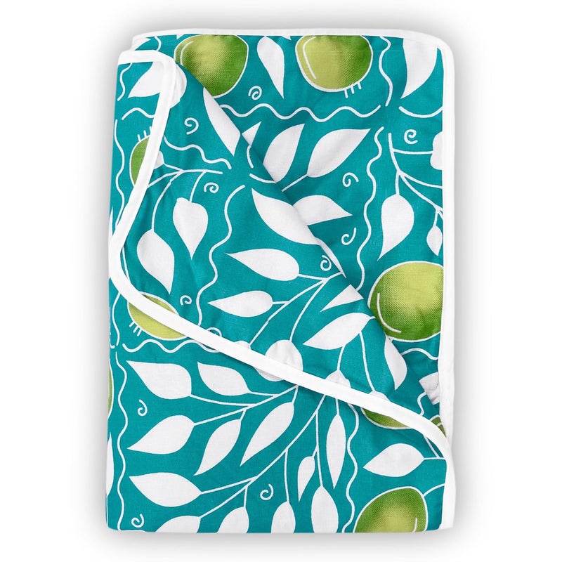 Divine Casa 100 Cotton Toddler Baby Blanket for for 04 Years I Skin Friendly Swaddle Dohar for Girls and Boys I 135x100 cm Turquoise and Green