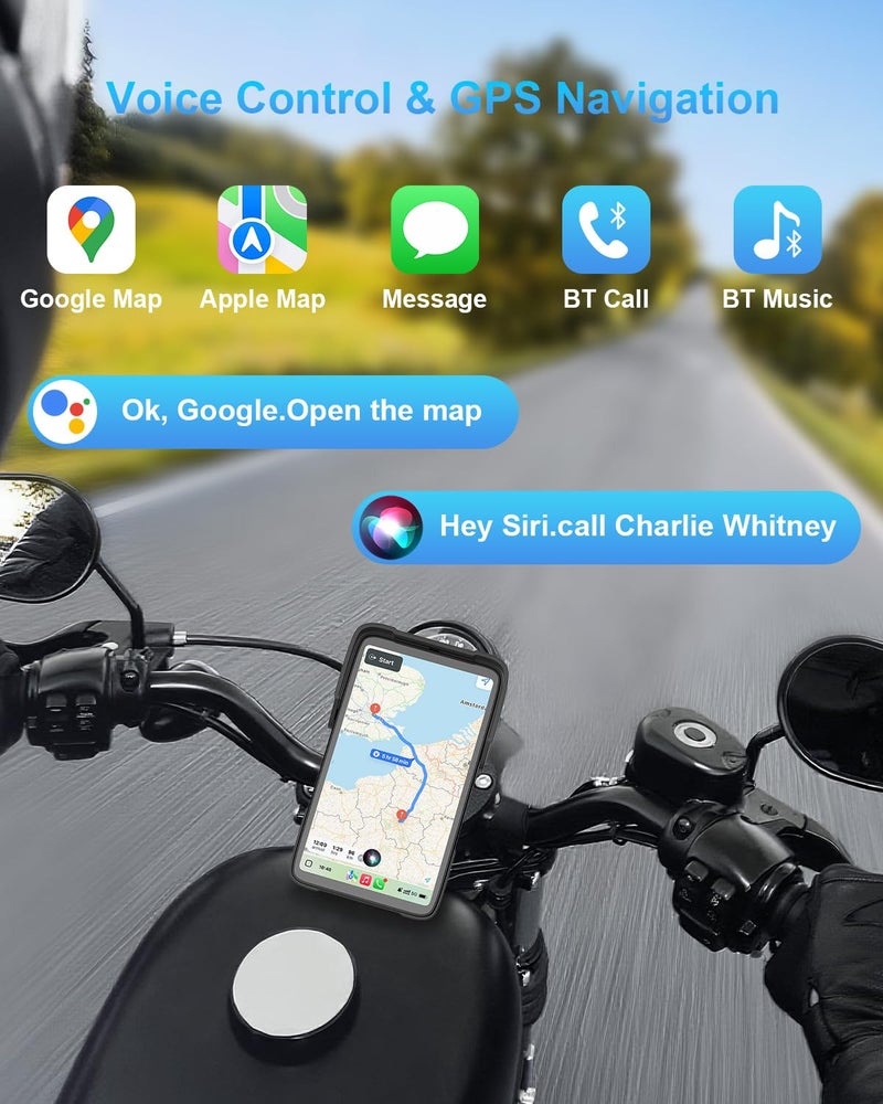 25HOURS Vertical-style Motorcycle Carplay HD Touch Screen, Motorcycle GPS Navigation System with Carplay and Android Auto, IP67 Waterproof, Support Tire Pressure settings, Bluetooth, Voice Control, Navigation - Image 3
