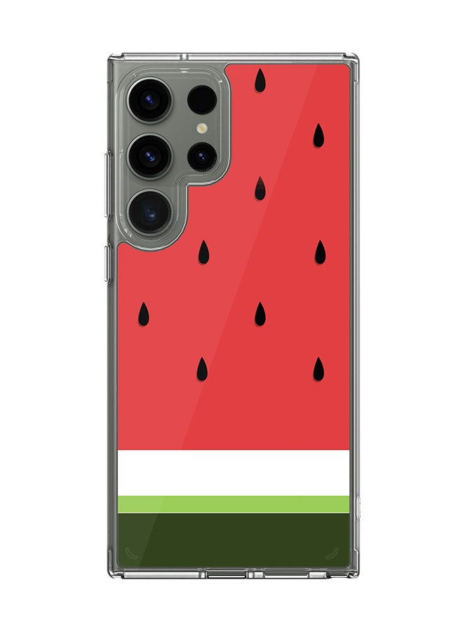 Stylizedd Classic Clear Case for Samsung Galaxy S24 Ultra , Hybrid Soft Case Flexible Edges TPU PC Gel Thin Transparent Cover - Minimal Watermelon Full Print - Image 1