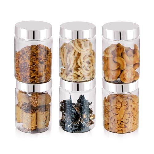 Homeor Plastic Storage Jar & Container, Airtight BPA Free Container for Kitchen Storage, Grocery Kitchen Container, Stackable & Transparent Organizer, Masala Dabba, Multipurpose Jar, 500 ML Set 6 - Image 1