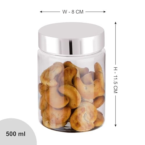 Homeor Plastic Storage Jar & Container, Airtight BPA Free Container for Kitchen Storage, Grocery Kitchen Container, Stackable & Transparent Organizer, Masala Dabba, Multipurpose Jar, 500 ML Set 6 - Image 2