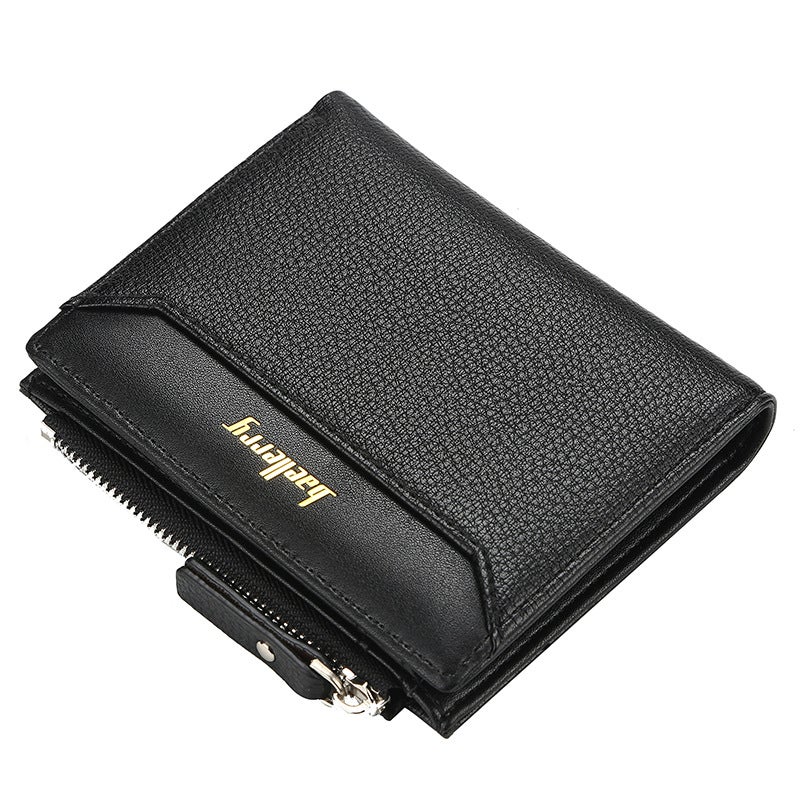 Mens Compact Baellerry Wallet Multi-Card Slim Zip Coin Pouch Black