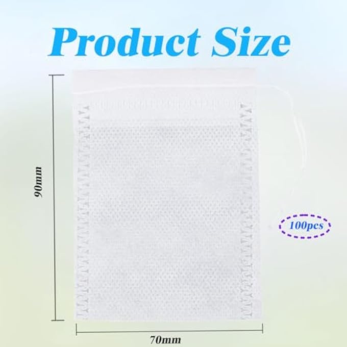 Amazleer 100 Pcs 9 X 7 Cm Reusable Tea Bags With Drawstring Empty Tea Filter Bags For Loose Tea Herbs And Spices EcoFriendly Tea Infusers 9 X 7 Cm - Image 3