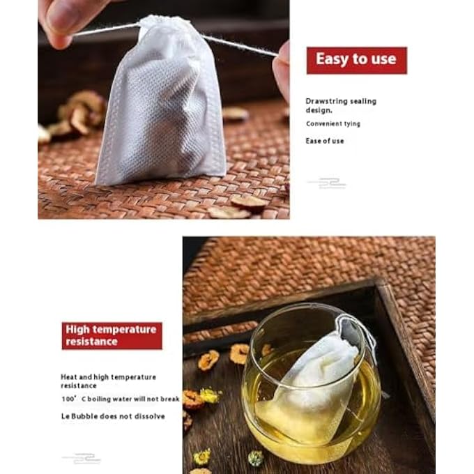 Amazleer 100 Pcs 9 X 7 Cm Reusable Tea Bags With Drawstring Empty Tea Filter Bags For Loose Tea Herbs And Spices EcoFriendly Tea Infusers 9 X 7 Cm - Image 5
