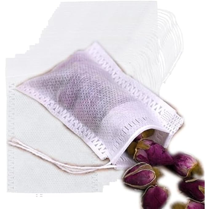 Amazleer 100 Pcs 9 X 7 Cm Reusable Tea Bags With Drawstring Empty Tea Filter Bags For Loose Tea Herbs And Spices EcoFriendly Tea Infusers 9 X 7 Cm - Image 2
