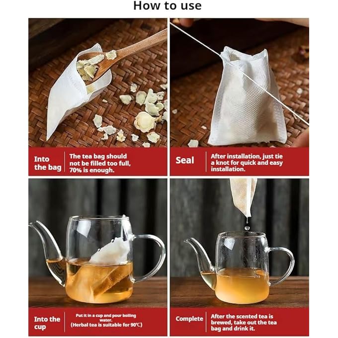 Amazleer 100 Pcs 9 X 7 Cm Reusable Tea Bags With Drawstring Empty Tea Filter Bags For Loose Tea Herbs And Spices EcoFriendly Tea Infusers 9 X 7 Cm - Image 4