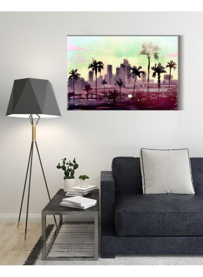 Home Gallery Canvas Wall Art, Abstract Framed Portrait of palm trees in Los Angeles - Image 2