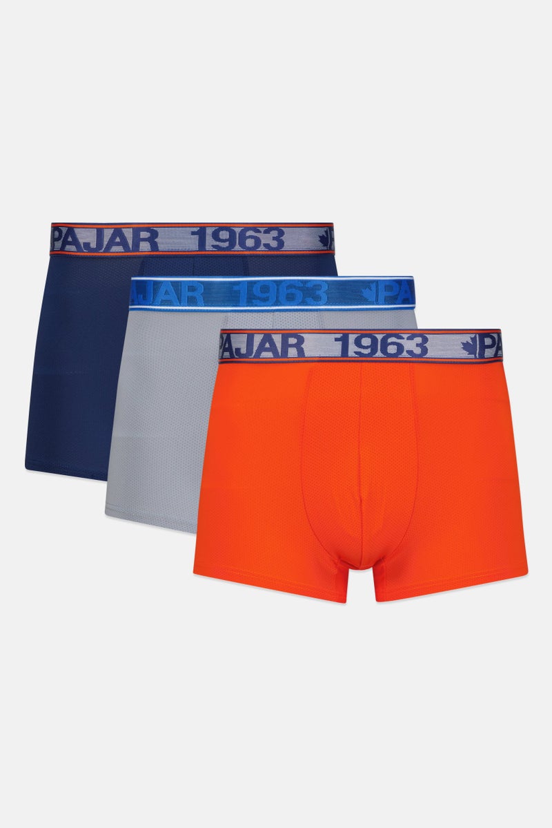 Pajar Men 3 Pieces Brand Logo Boxer Brief, Orange Combo  - Image 1