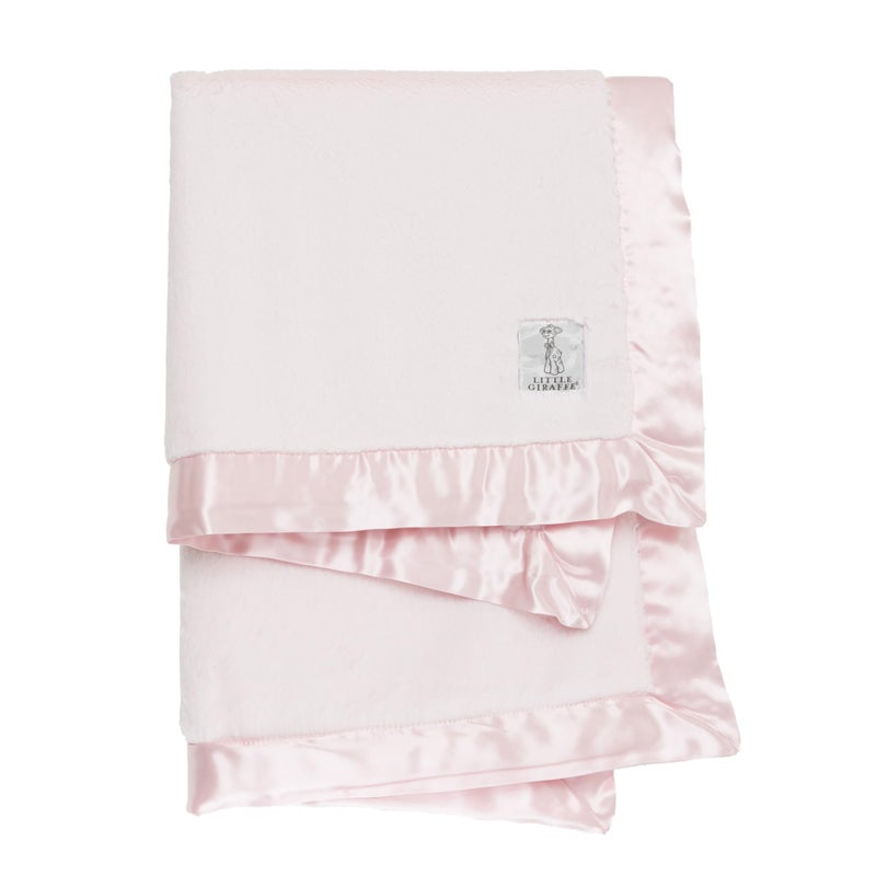 Little Giraffe Baby Blanket - Luxe Soft Blanket with Satin Trim - Baby Stroller Blanket - Newborn Baby Essentials & Baby Gifts - 29x35" - Pink - Image 1