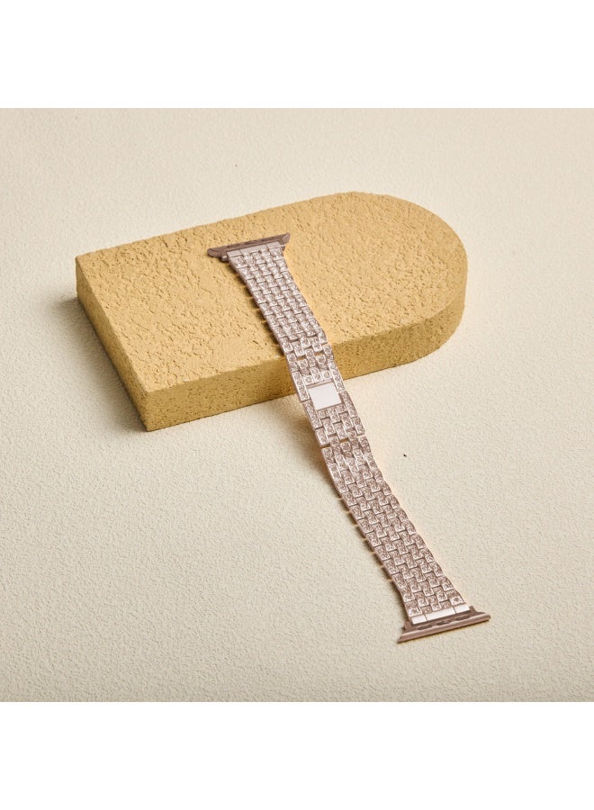 Luxury Zircon Apple Watch Band, Stainless Steel Smartwatch Strap, Adjustable iWatch Band Replacement, Compatible with 42mm/44mm/45mm/49mm Models (Series 1–9, SE, Ultra & Ultra 2) — Rose Pink - Image 1