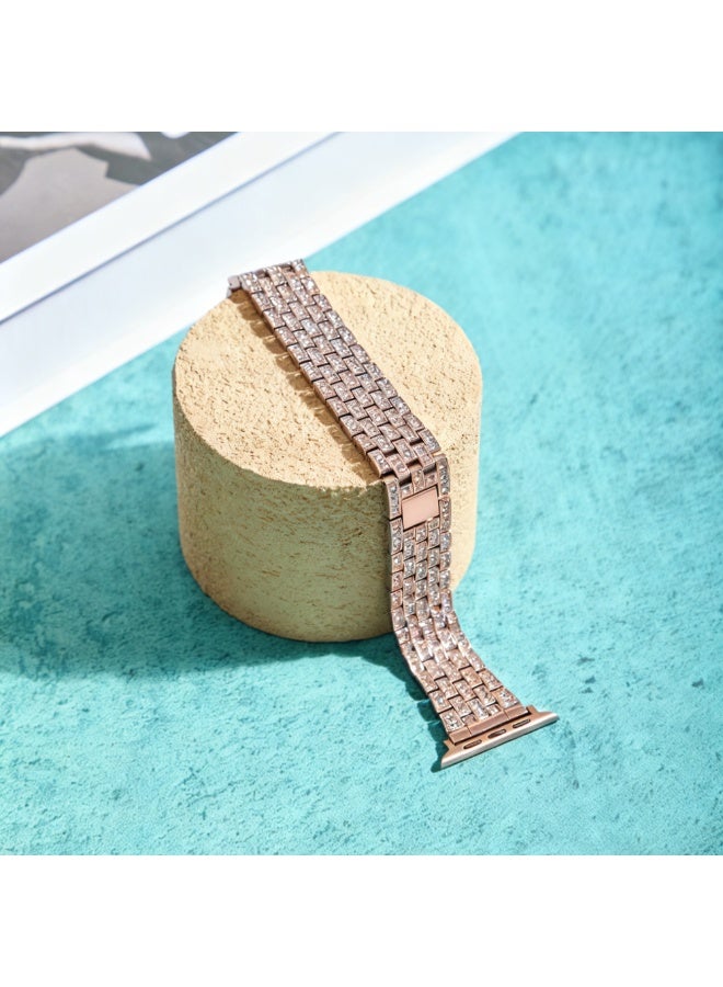 Luxury Zircon Apple Watch Band, Stainless Steel Smartwatch Strap, Adjustable iWatch Band Replacement, Compatible with 42mm/44mm/45mm/49mm Models (Series 1–9, SE, Ultra & Ultra 2) — Rose Pink - Image 4