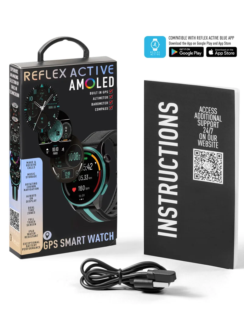 ريفليكس نشط Reflex Active Venture R 400 AMOLED GPS Black and Green Smart Calling Watch
