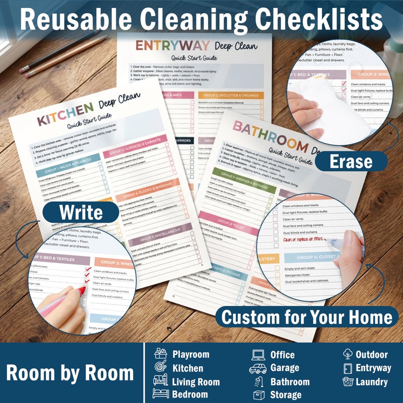 BLOOMOST ADHD Cleaning Planner - Daily, Weekly & Monthly Cleaning Checklist Organizer for Adults & Teens, Break Chores Into Small Wins, Glossy Erase Checklists - Planning Pages (version 2) - Image 5