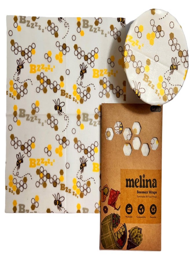 Melina Reusable Food Storage Wraps, Beeswax Wraps - Organic, Premium, Toxin-Free, Breathable - Set of 3 - Image 1