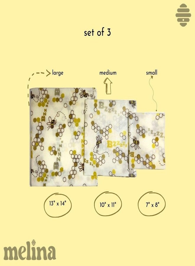 Melina Reusable Food Storage Wraps, Beeswax Wraps - Organic, Premium, Toxin-Free, Breathable - Set of 3 - Image 5