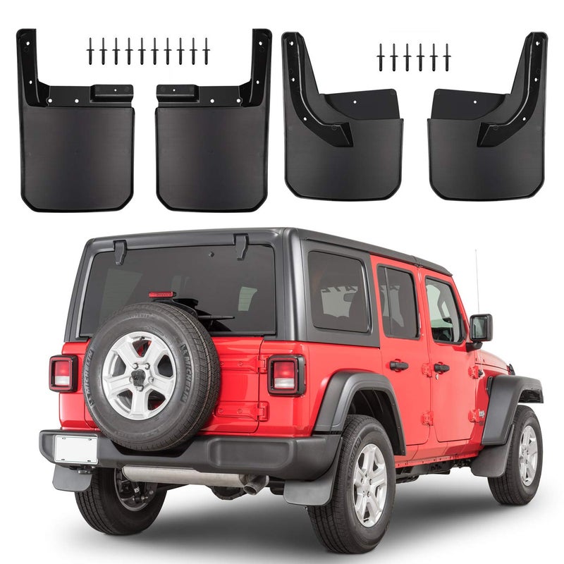 Front Rear Splash Guards Fender Flares Mud Flaps for Jeep Wrangler JL JLU 2018 2019 2020 2021 2022 2023 Sahara Sport Sports Exclude Rubicon