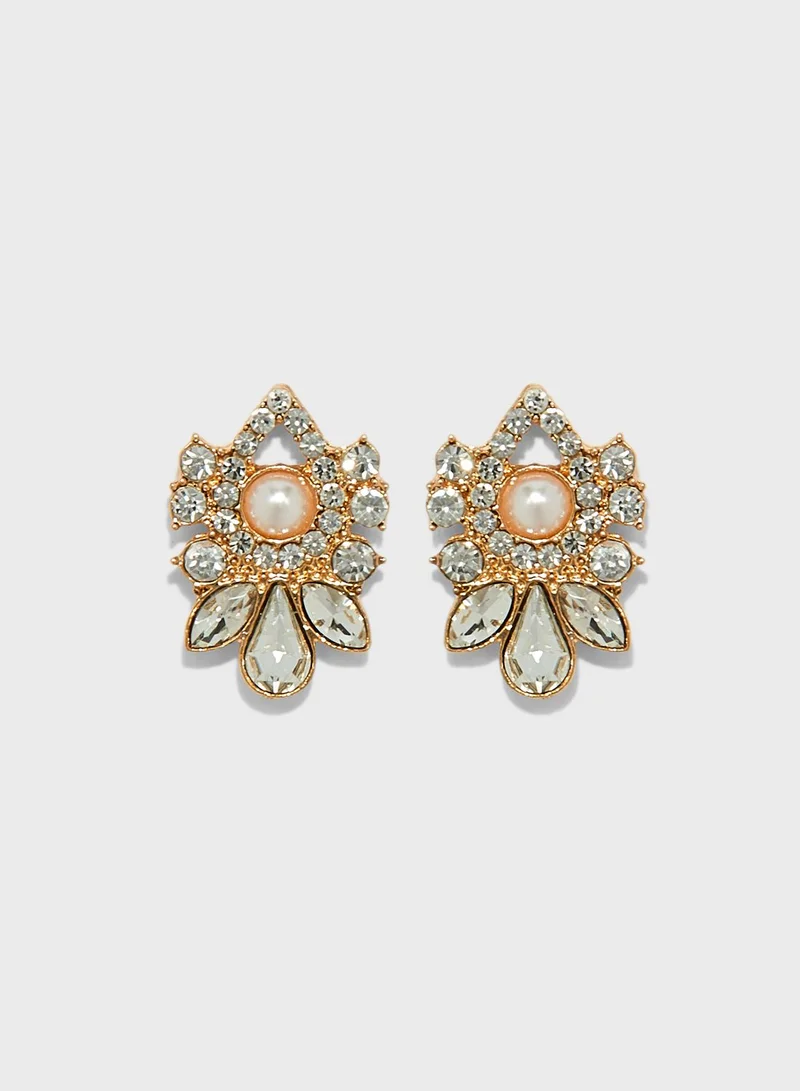 ELLA Diamante And Pearl Stud Earrings