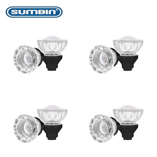 SUMBIN 4 Pack Clear Crystal Door Knobs Privacy or Passage FunctionOctagonal Diamond Glass Interior Knob with Spindle Matt Black Finished - Image 3