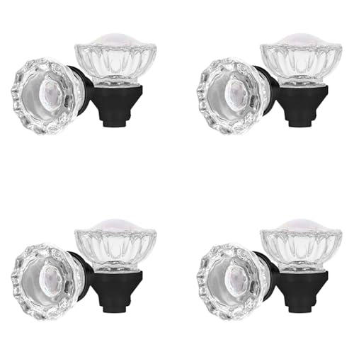 SUMBIN 4 Pack Clear Crystal Door Knobs Privacy or Passage FunctionOctagonal Diamond Glass Interior Knob with Spindle Matt Black Finished - Image 1
