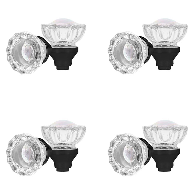 SUMBIN 4 Pack Clear Crystal Door Knobs Privacy or Passage FunctionOctagonal Diamond Glass Interior Knob with Spindle Matt Black Finished - Image 2