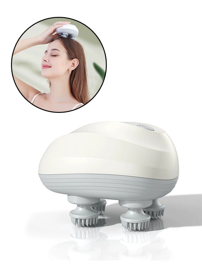 Handheld Head Massager, Electric Scalp Massager for Self Care or Headaches, Handheld Head Scratcher for Stress Relief, Deep Cleaning, Full Body Massage, White - Image 1