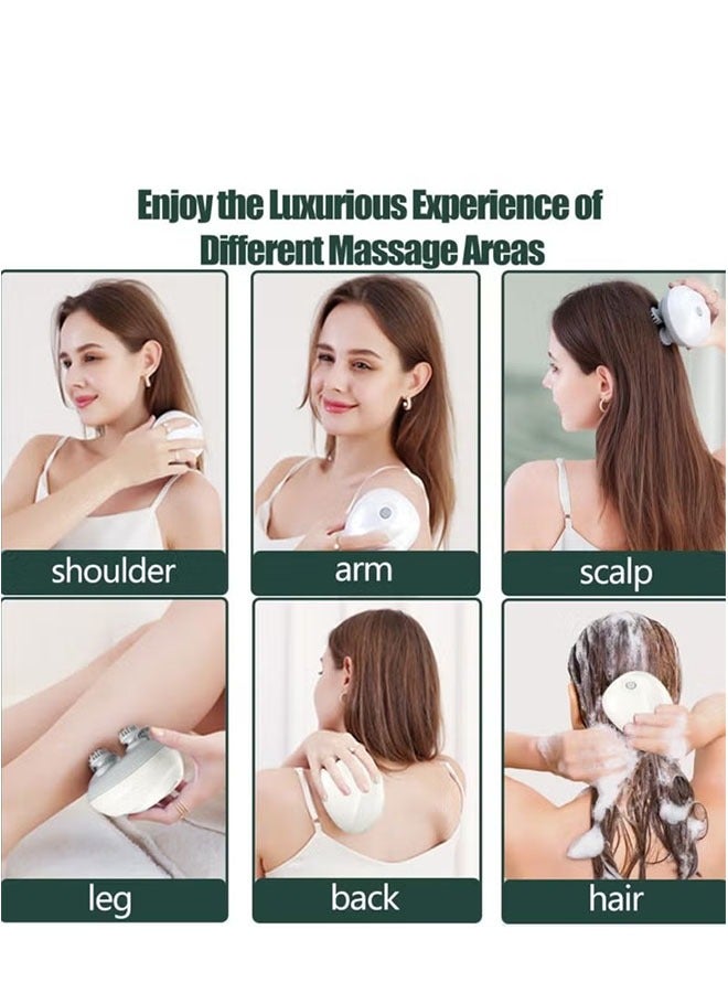 Handheld Head Massager, Electric Scalp Massager for Self Care or Headaches, Handheld Head Scratcher for Stress Relief, Deep Cleaning, Full Body Massage, White - Image 2