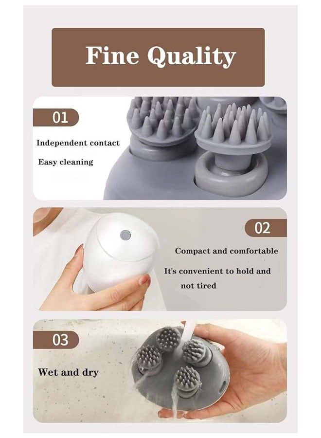 Handheld Head Massager, Electric Scalp Massager for Self Care or Headaches, Handheld Head Scratcher for Stress Relief, Deep Cleaning, Full Body Massage, White - Image 4