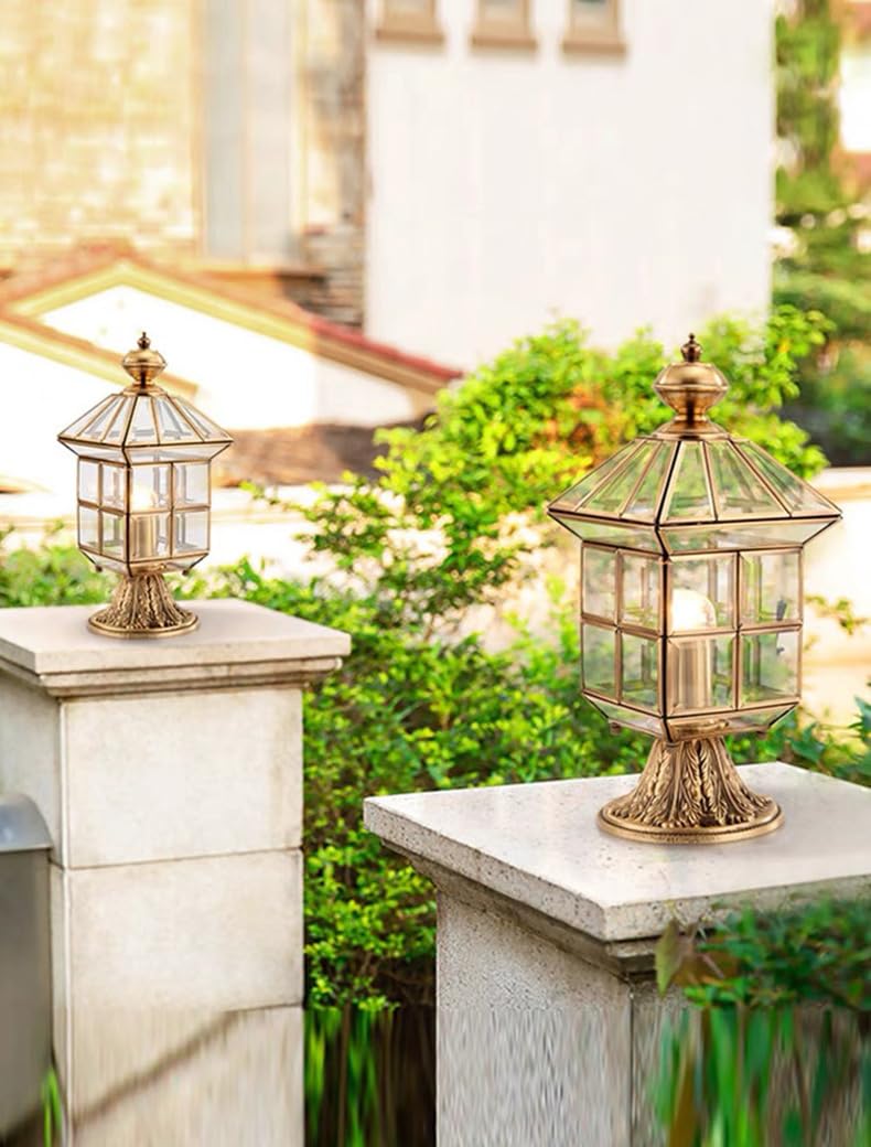 CITRA Modern Pillar Light Brass Gate Lamp Lantern Post Light - Warm White - Image 2