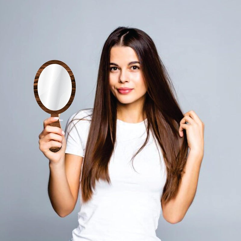 Creative Arts n Frames مرآة يد Oval 9x19 سم مع مقبض للاستخدام في التجميل والحلاقة والمكياج والحمام وصالون الحلاقة والسفر والاستخدام الداخلي (مرآة جيب محمولة 3.5 × 7.5 بوصة من رولكس داكن) - Image 1