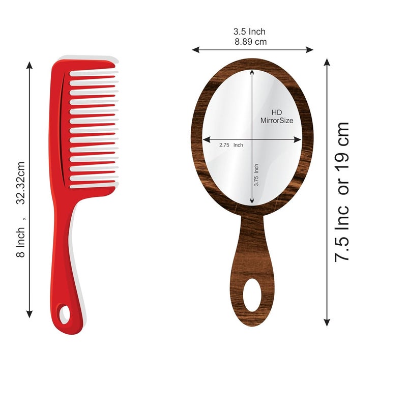 Creative Arts n Frames مرآة يد Oval 9x19 سم مع مقبض للاستخدام في التجميل والحلاقة والمكياج والحمام وصالون الحلاقة والسفر والاستخدام الداخلي (مرآة جيب محمولة 3.5 × 7.5 بوصة من رولكس داكن) - Image 4