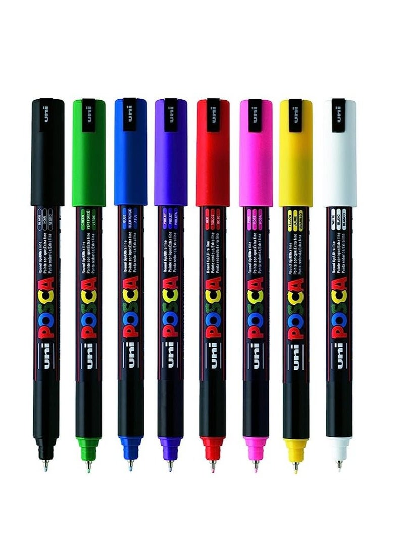 POSCA مجموعة ألوان 8 من أقلام الطلاء المائية بوسكا فائقة الدقة 1MR - Image 1