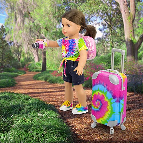 Ecore Fun 23 Pcs 18 inch Girl Doll Accessories Suitcase Travel Luggage Play Set,18" Doll Travel Carrier Storage, Including Suitcase, Clothes, Shoes, Backpack, Camera, Computer, Cell Phone（No Doll） - Image 5