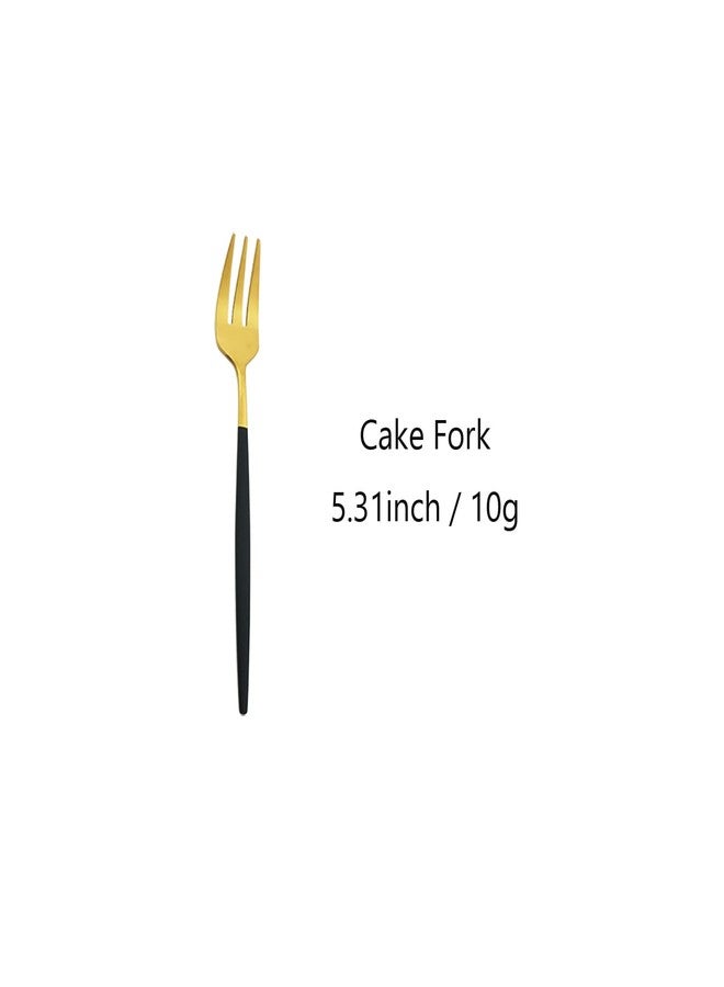 Snplowum 8-Piece Matte Black & Gold Cake Fork, 5.31 Inch Stainless Steel Small Fork Dessert Fruit Fork For Daily Use - Image 2