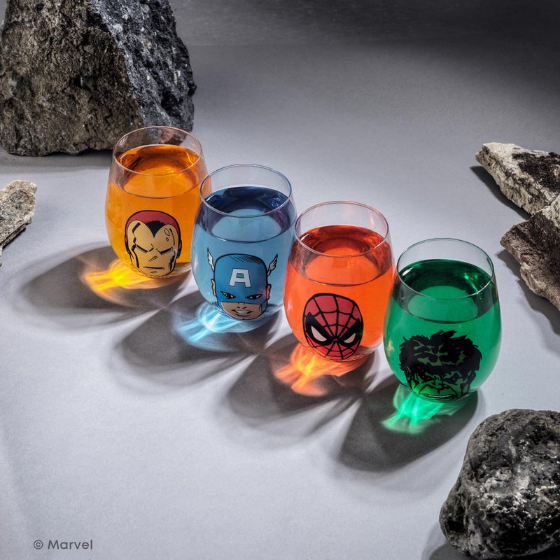 JoyJolt JoyJolt Marvel Heroes Stemless Drinking Glasses  19oz Superhero Cups ft Hulk Captain America Spiderman and Iron Man  Avengers Glassware Set of 4  Marvel Gifts for Men and Women  - Image 4